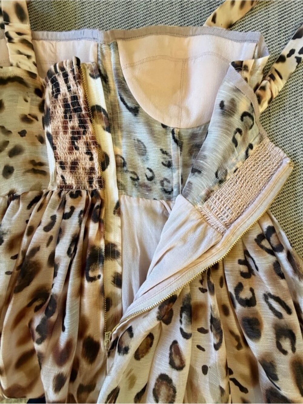 NEW CARA CARA Pheobe Midi Dress Bustier Cheetah Blush Brown Tan Cream US 6 UK 10 - Picture 11 of 16